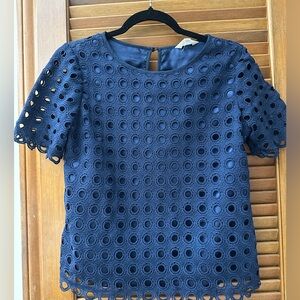 Adiva Navy Blue Eyelet Top | Size S